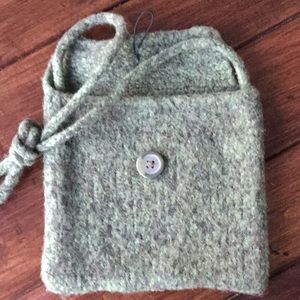 Home crafted sweater purse green over the shoulder purse
